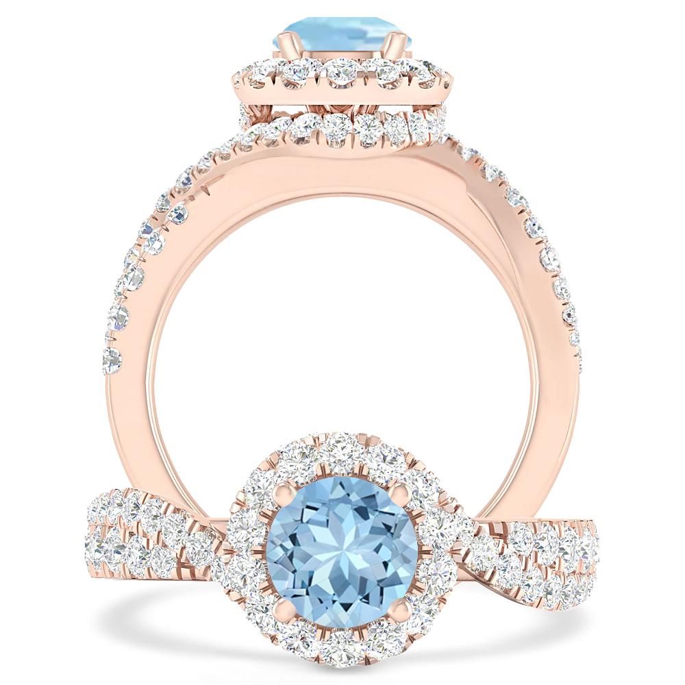 Rose Gold - Aquamarine