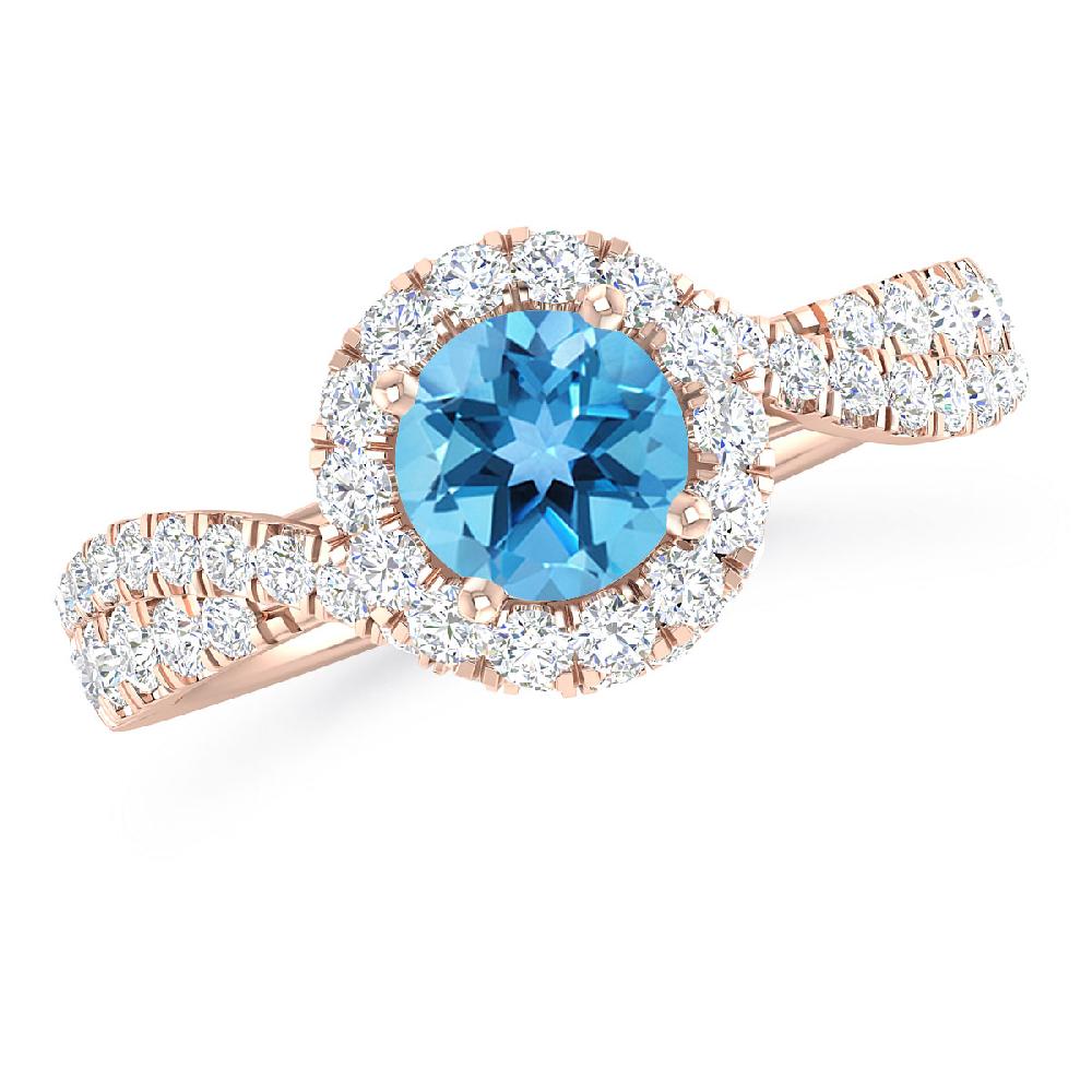 Rose Gold - Blue Topaz