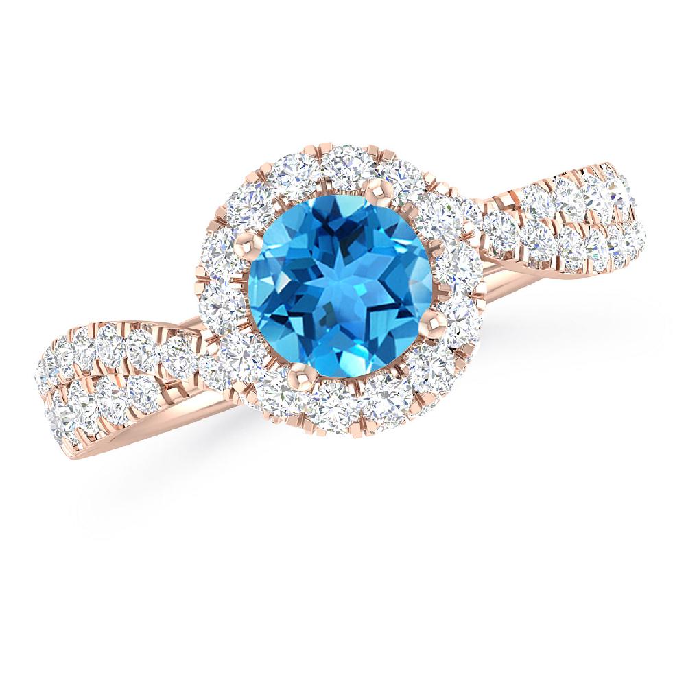 Rose Gold - Blue Topaz