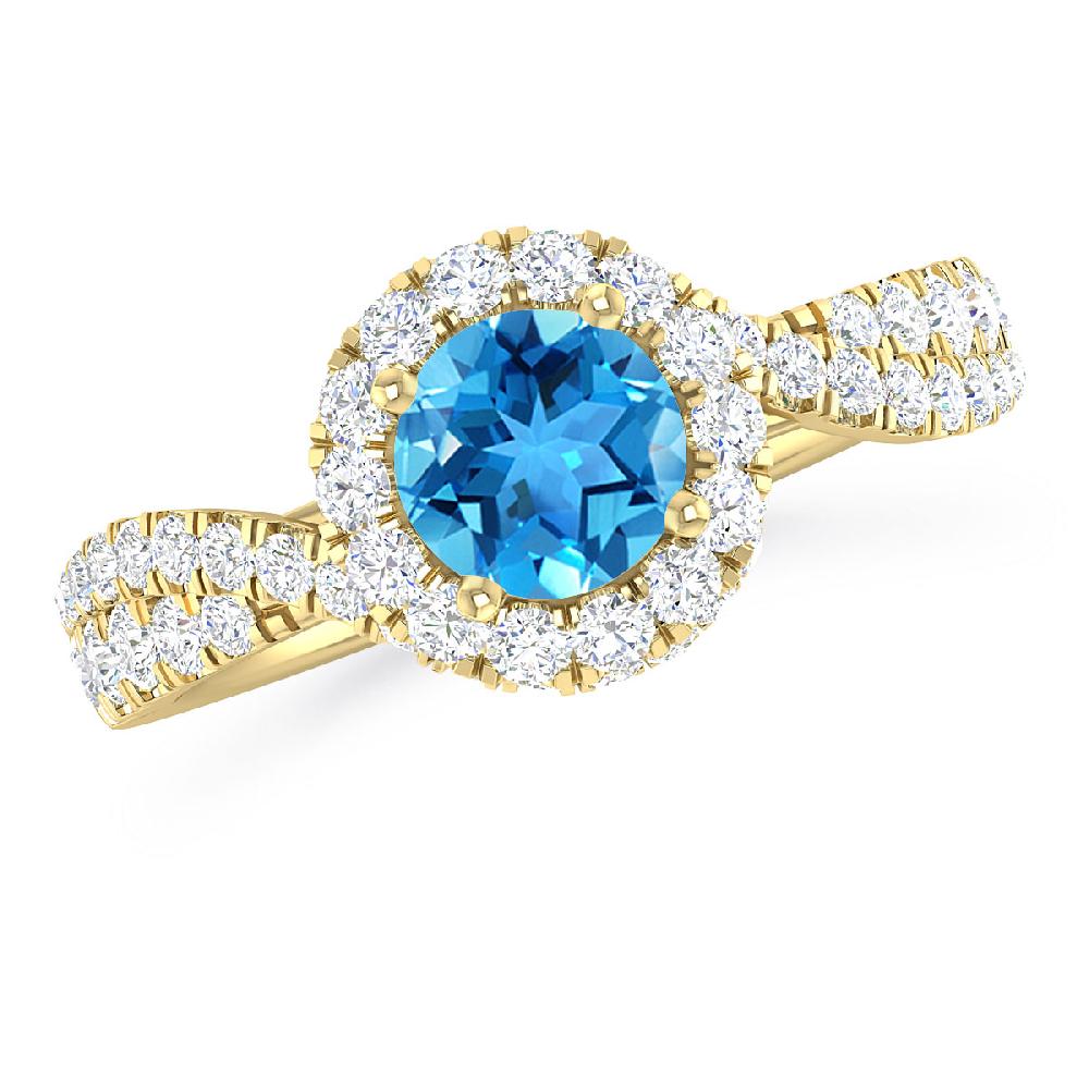 Yellow Gold - Blue Topaz