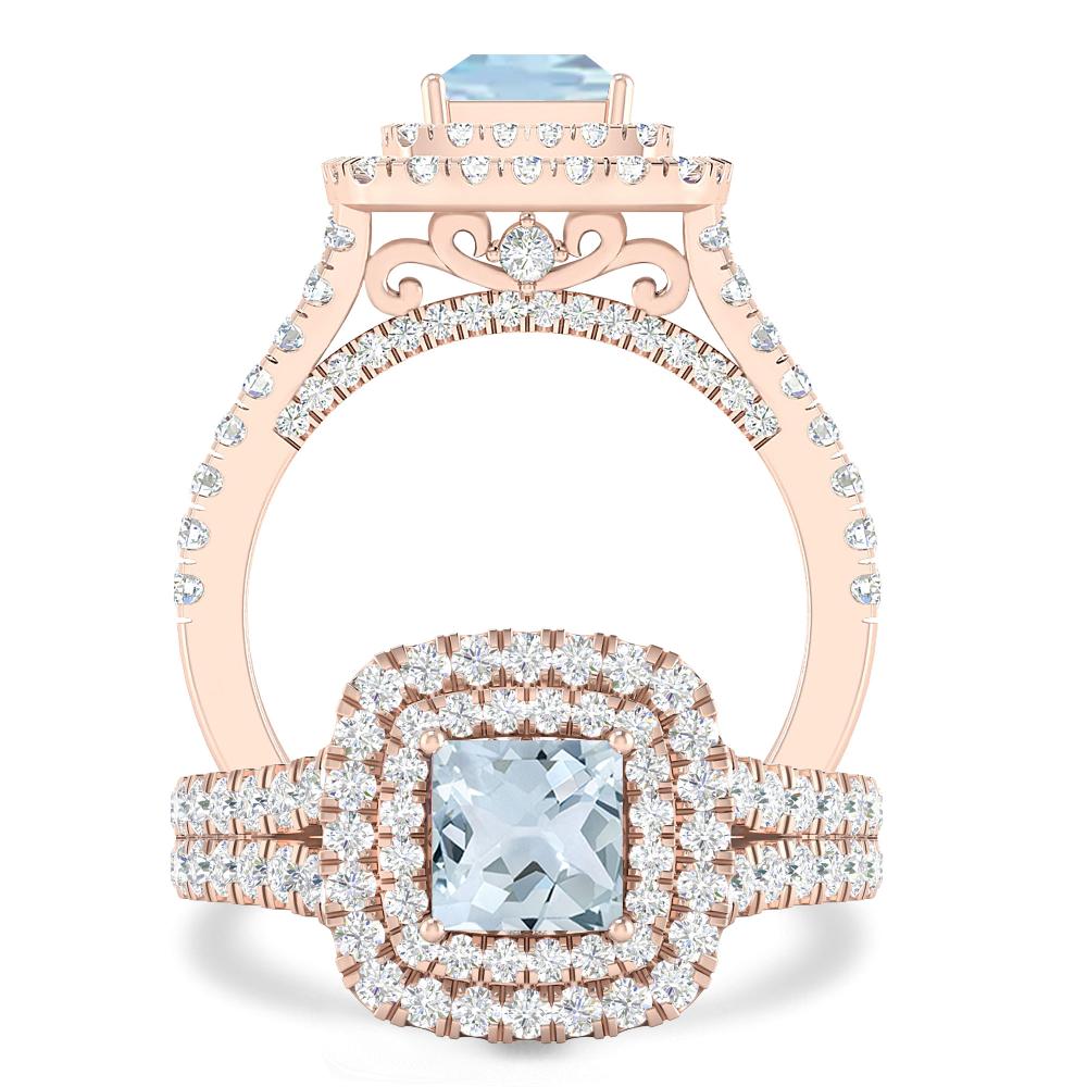 Rose Gold - Aquamarine