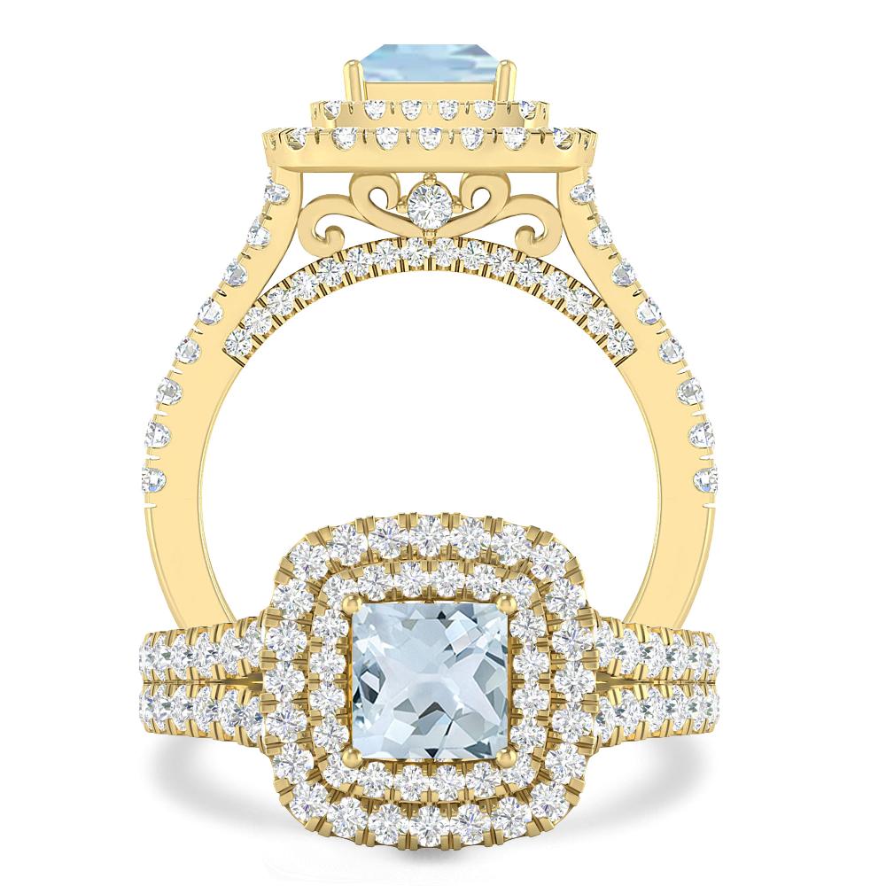 Yellow Gold - Aquamarine