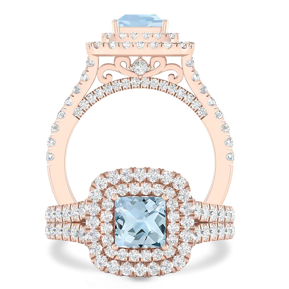 Rose Gold - Aquamarine