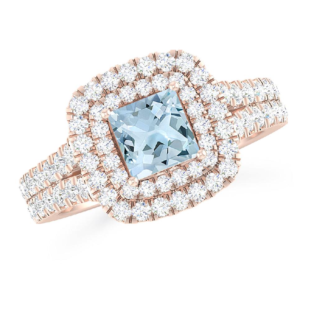 Rose Gold - Aquamarine