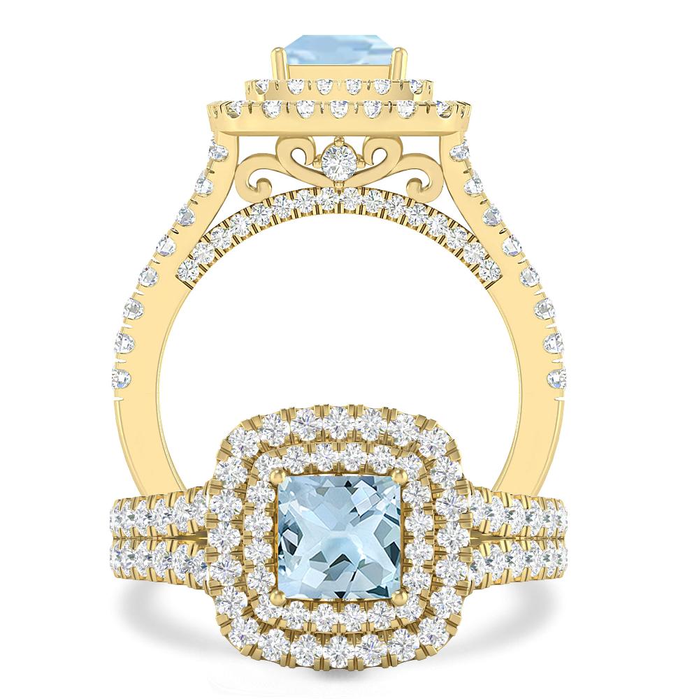 Yellow Gold - Aquamarine