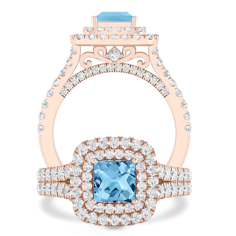 Rose Gold - Blue Topaz