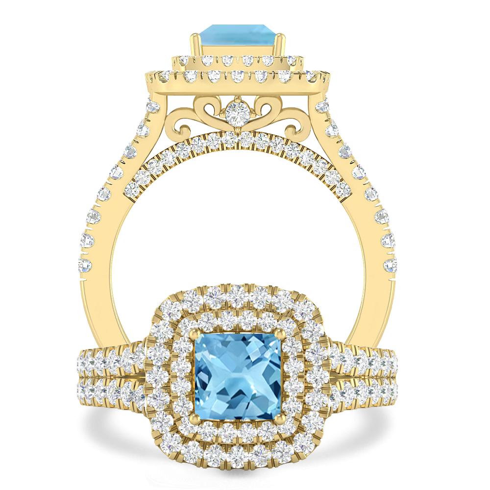 Yellow Gold - Blue Topaz