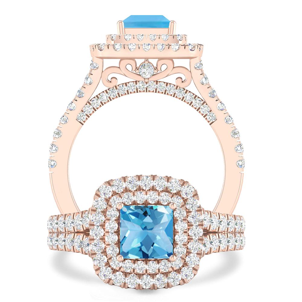 Rose Gold - Blue Topaz