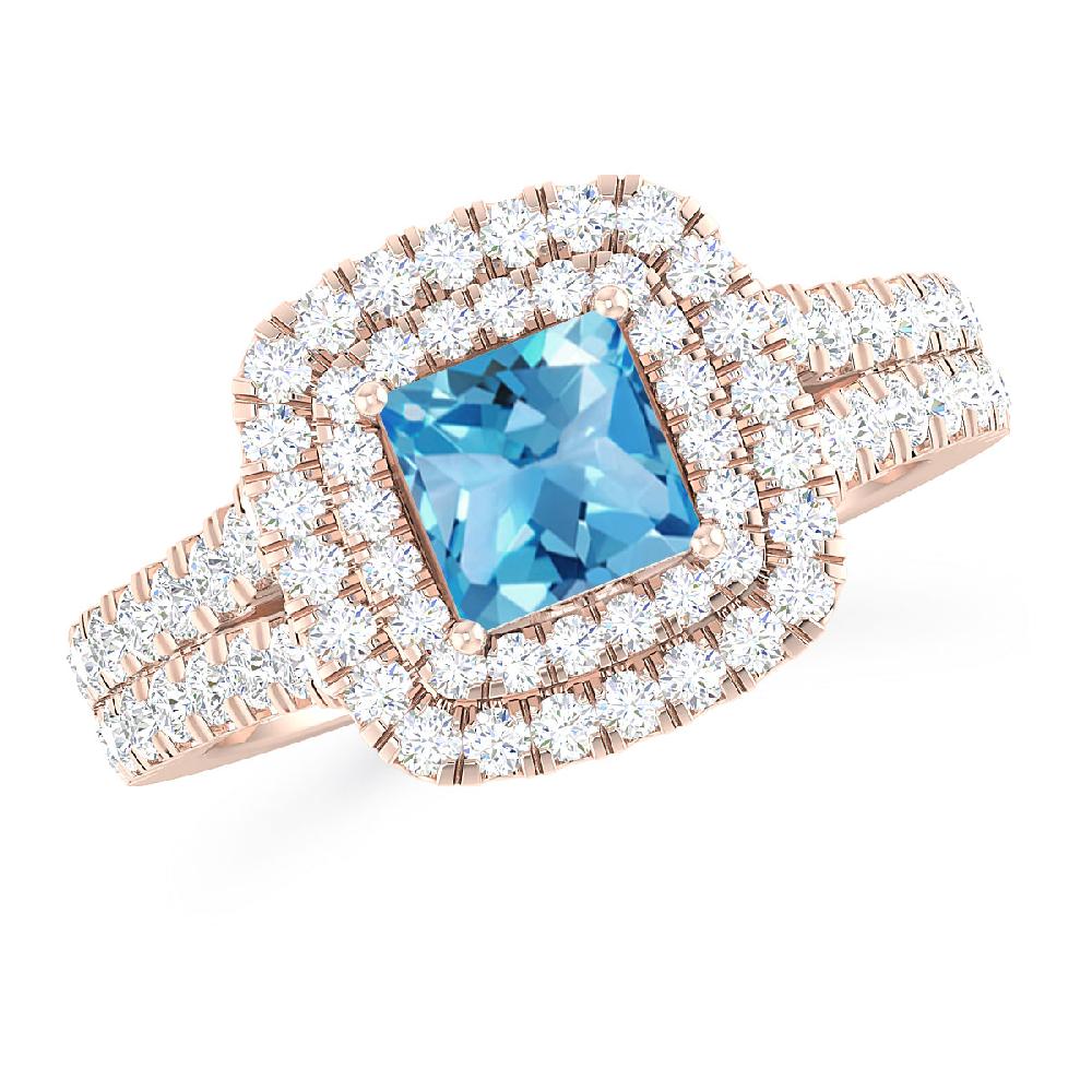 Rose Gold - Blue Topaz