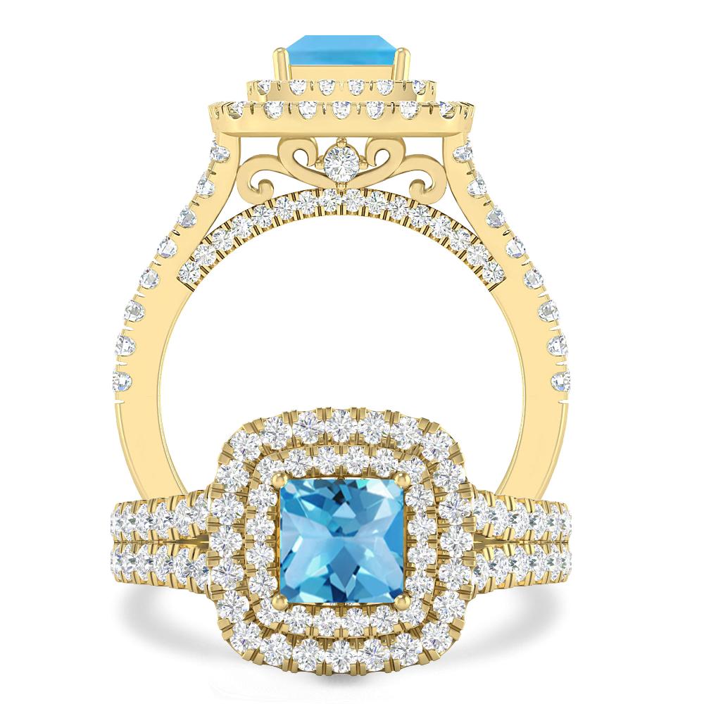Yellow Gold - Blue Topaz