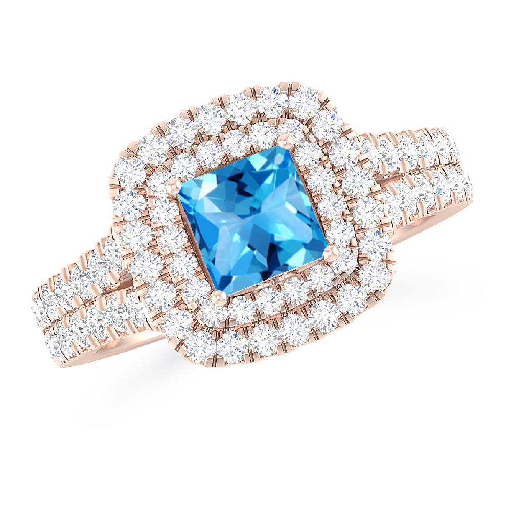Rose Gold - Blue Topaz
