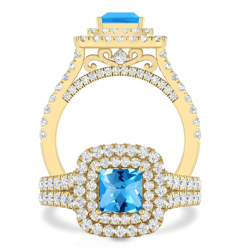 Yellow Gold - Blue Topaz