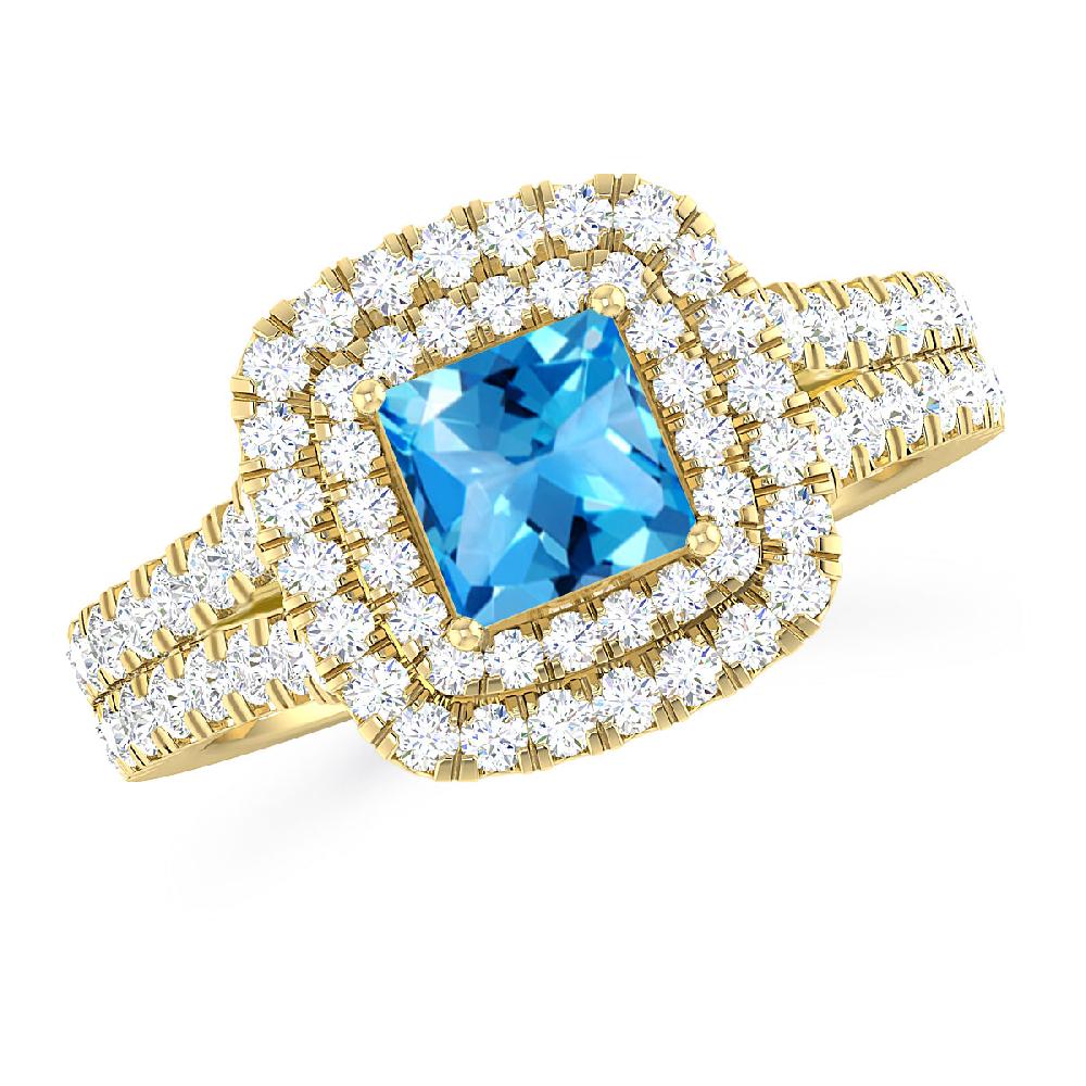 Yellow Gold - Blue Topaz