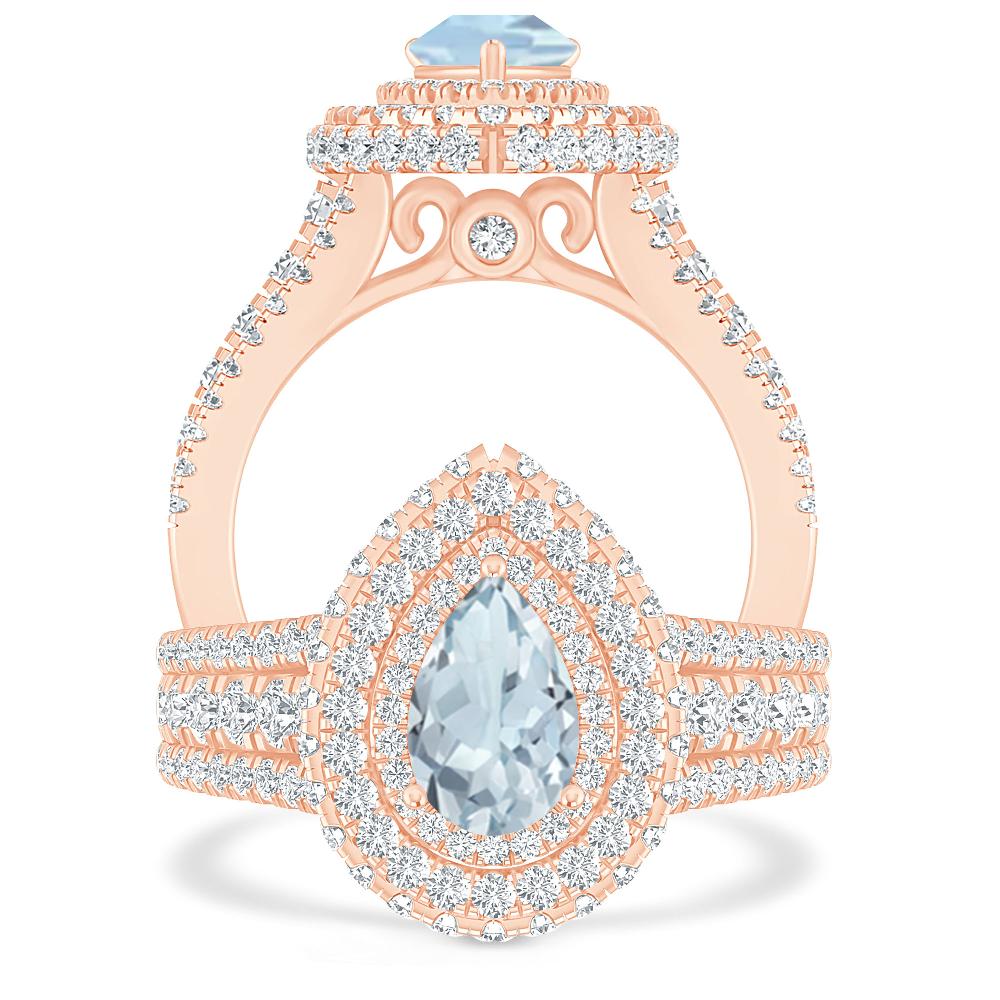 Rose Gold - Aquamarine