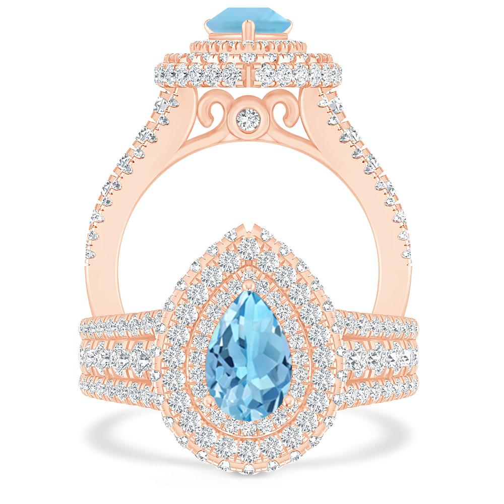 Rose Gold - Blue Topaz