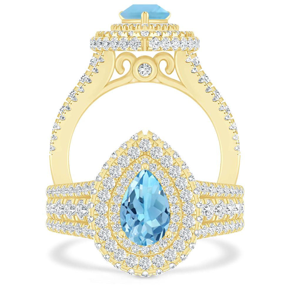 Yellow Gold - Blue Topaz