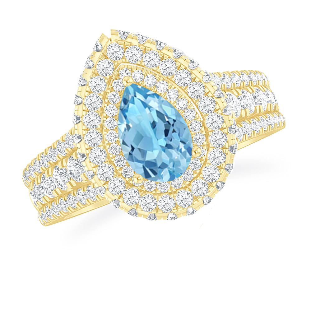 Yellow Gold - Blue Topaz