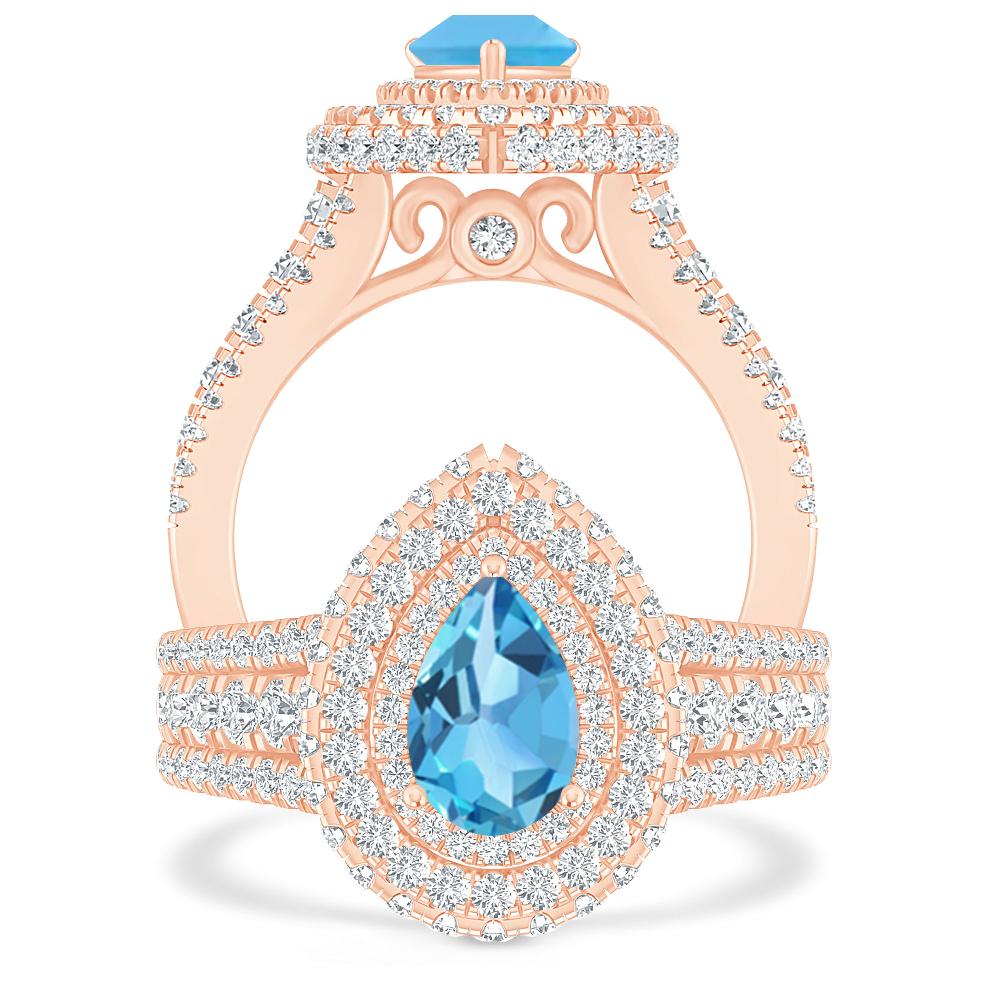 Rose Gold - Blue Topaz