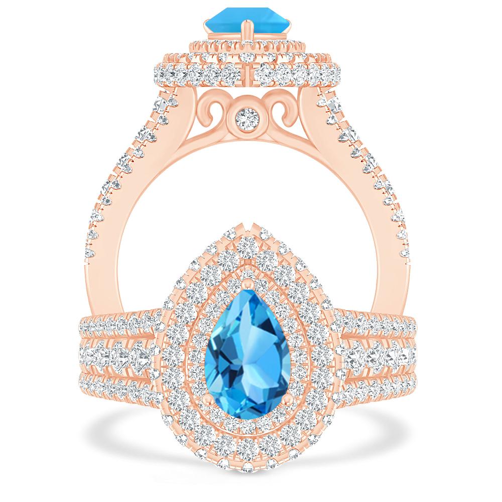 Rose Gold - Blue Topaz