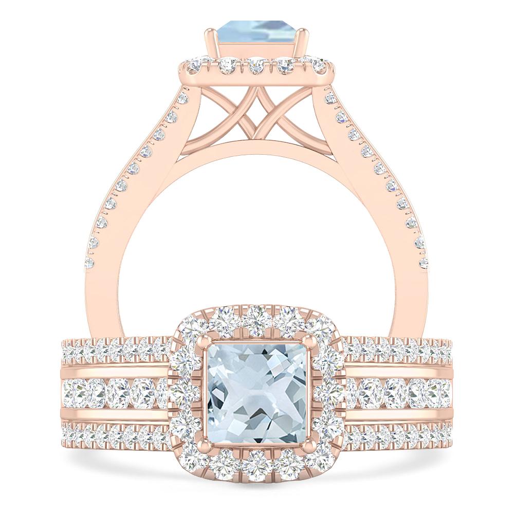 Rose Gold - Aquamarine