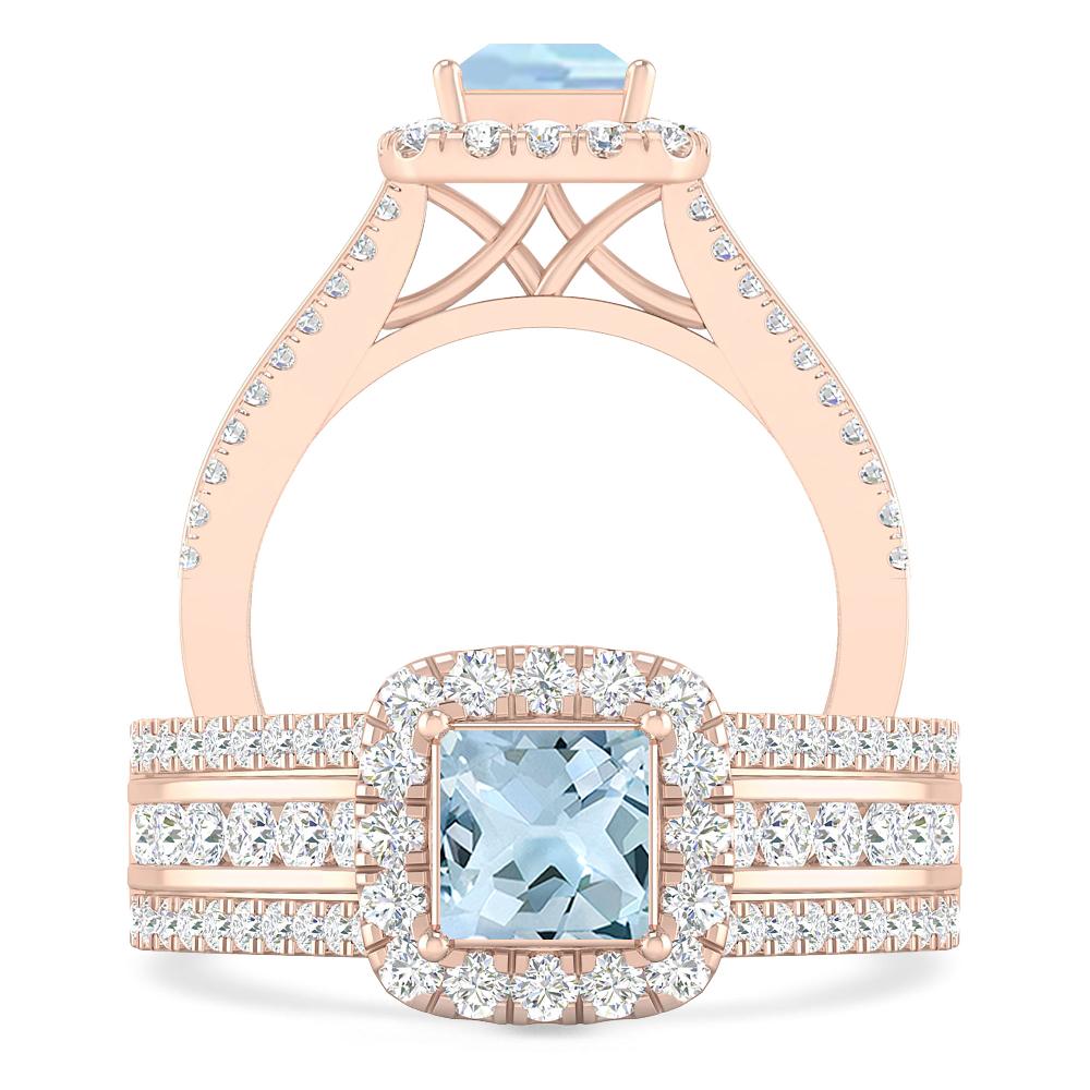 Rose Gold - Aquamarine