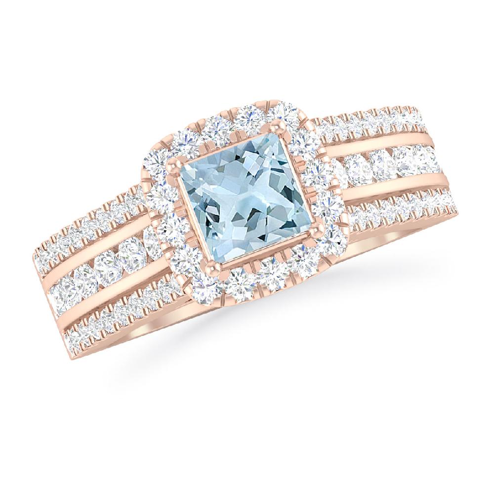 Rose Gold - Aquamarine