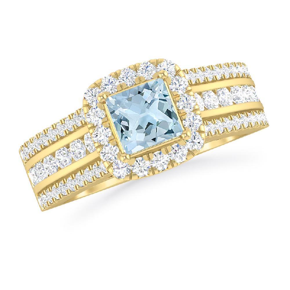 Yellow Gold - Aquamarine