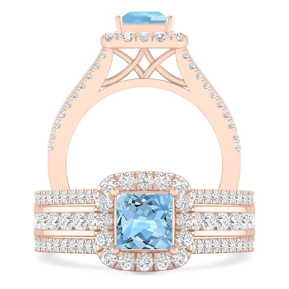 Rose Gold - Aquamarine