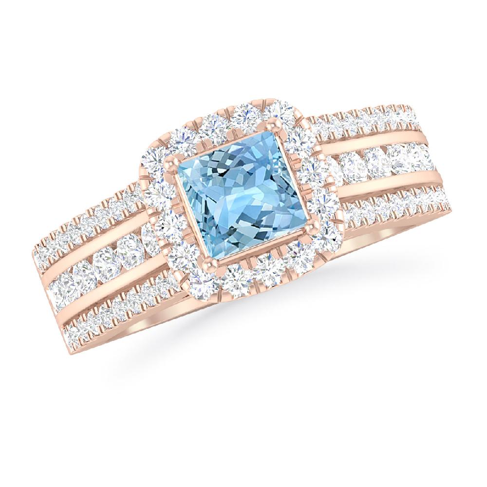 Rose Gold - Aquamarine