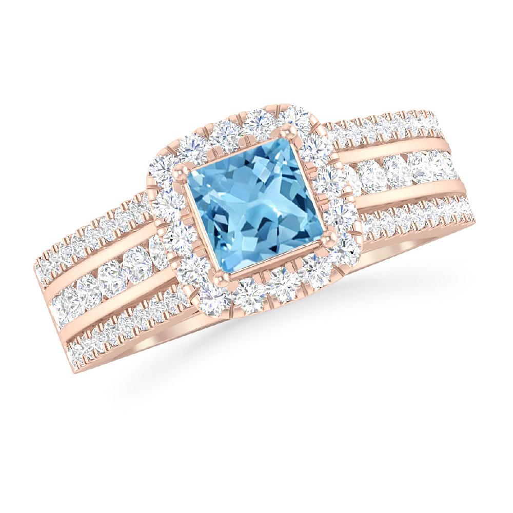 Rose Gold - Blue Topaz