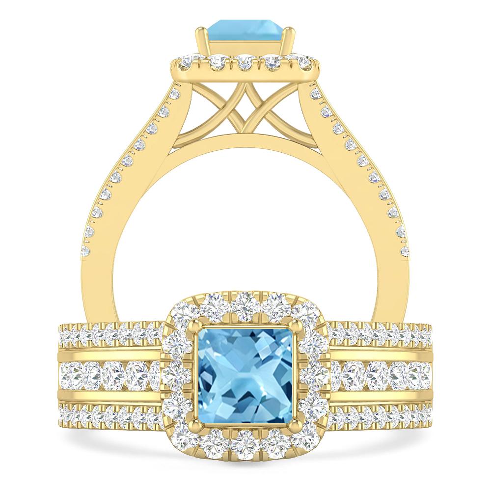 Yellow Gold - Blue Topaz