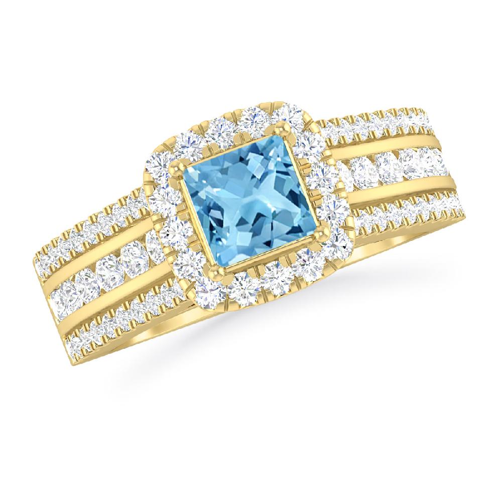 Yellow Gold - Blue Topaz