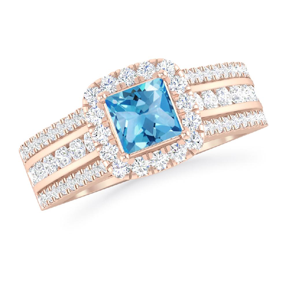 Rose Gold - Blue Topaz