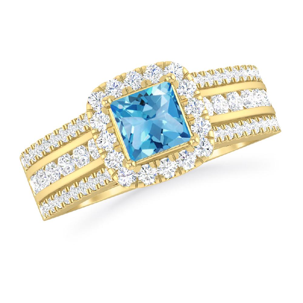 Yellow Gold - Blue Topaz