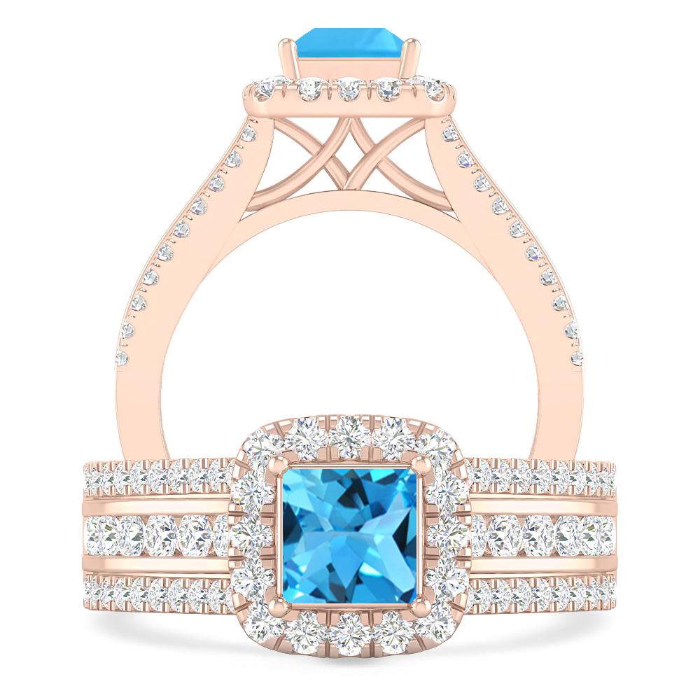 Rose Gold - Blue Topaz