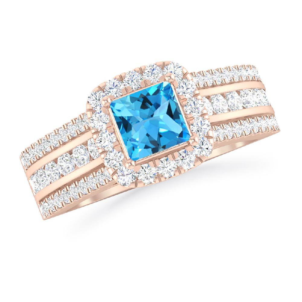 Rose Gold - Blue Topaz