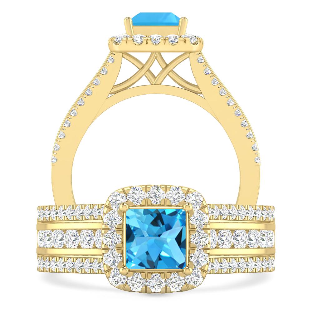 Yellow Gold - Blue Topaz