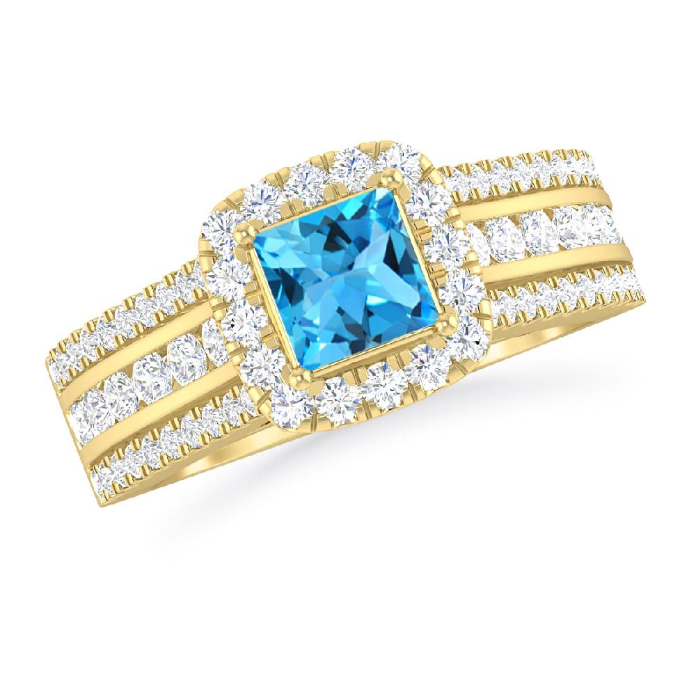 Yellow Gold - Blue Topaz