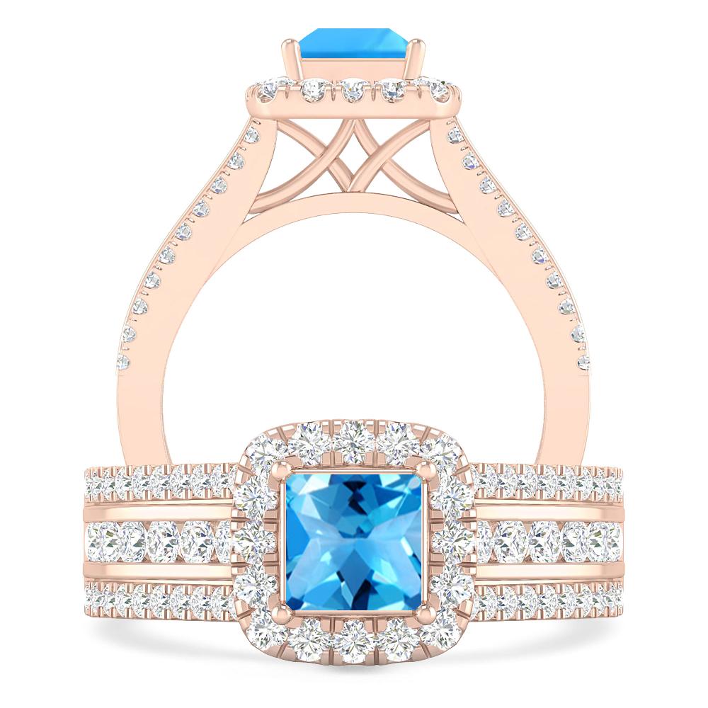 Rose Gold - Blue Topaz