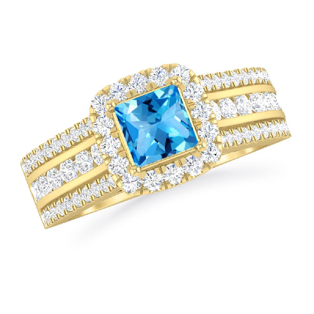 Yellow Gold - Blue Topaz