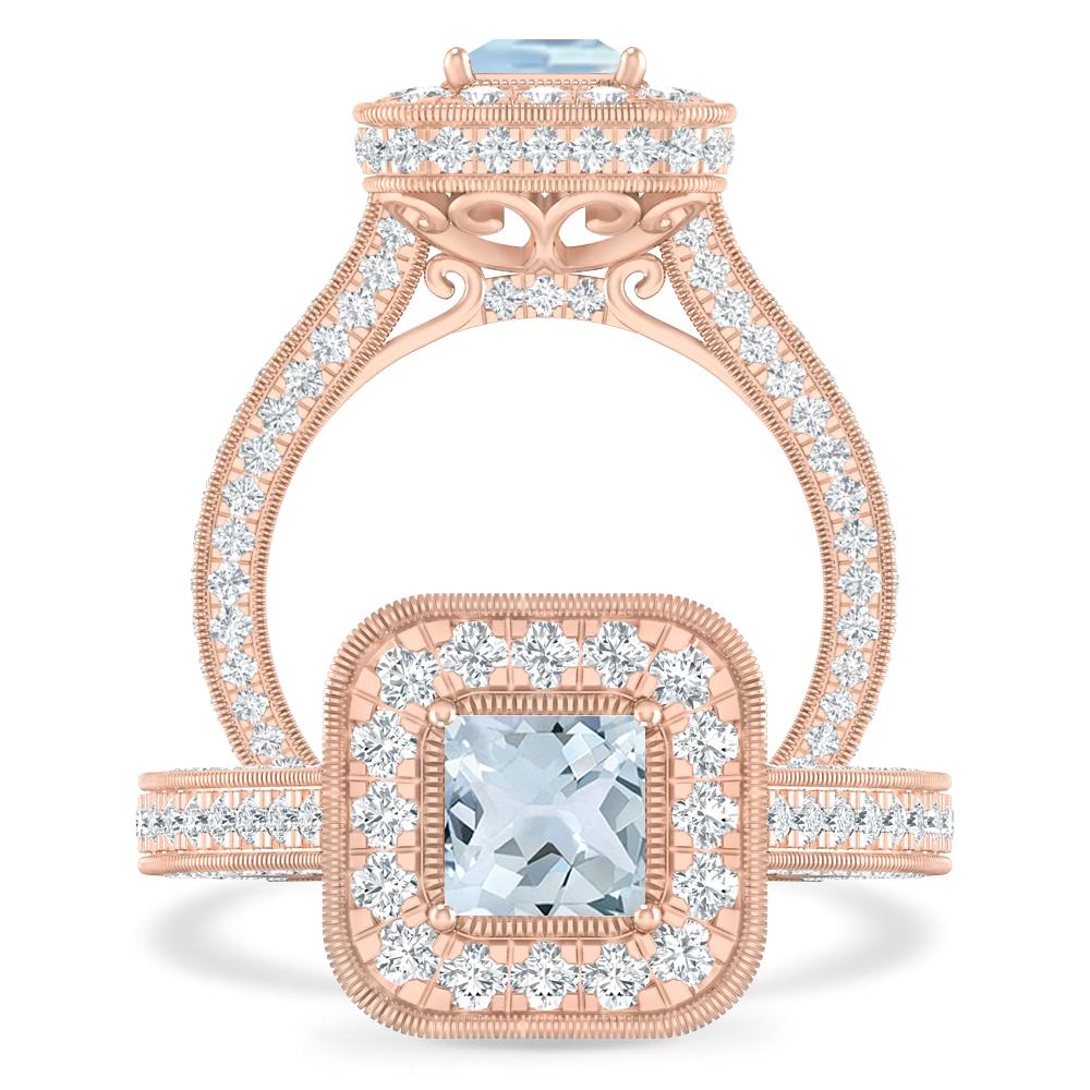 Rose Gold - Aquamarine