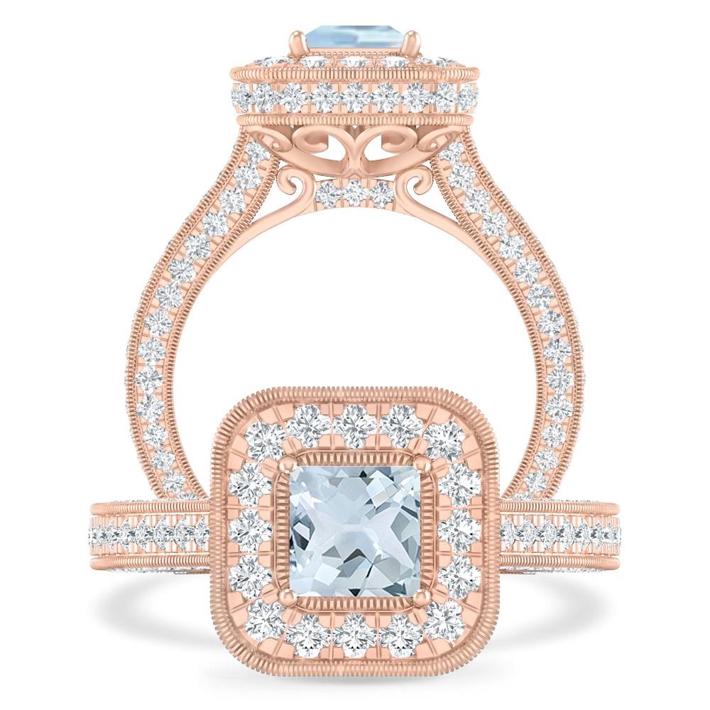 Rose Gold - Aquamarine