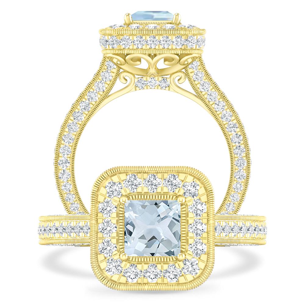 Yellow Gold - Aquamarine