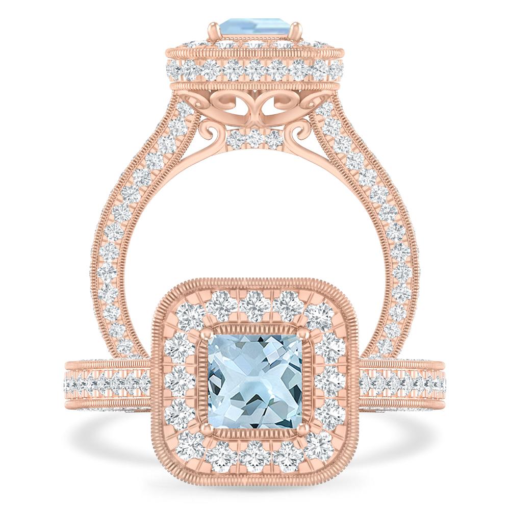 Rose Gold - Aquamarine