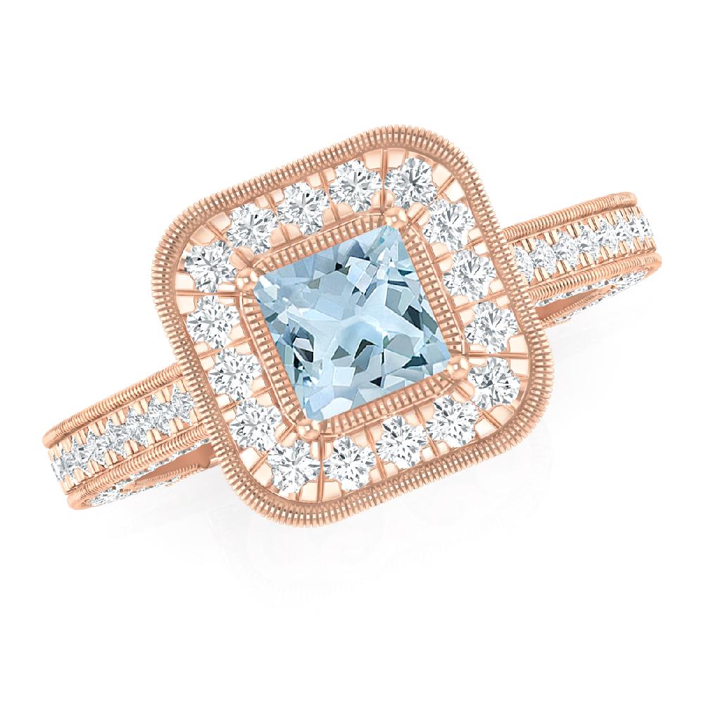 Rose Gold - Aquamarine