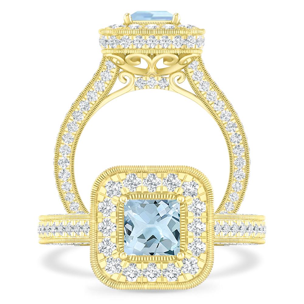 Yellow Gold - Aquamarine