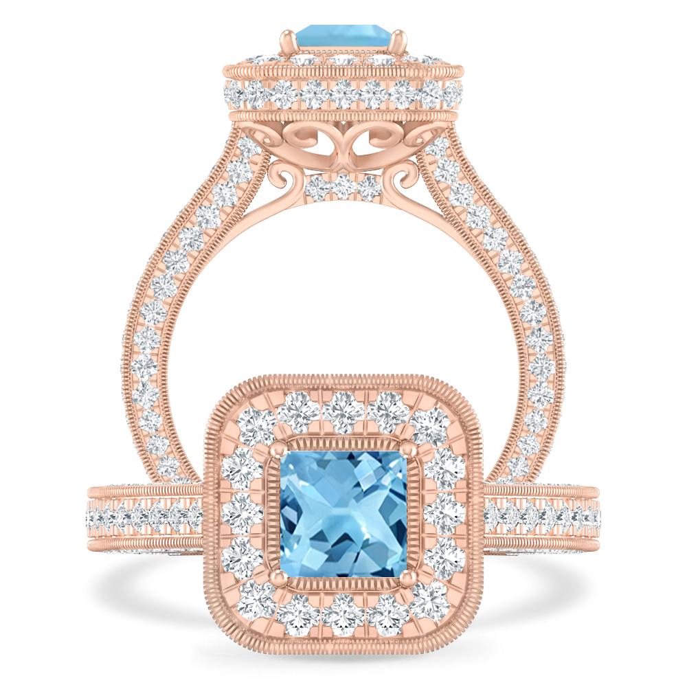 Rose Gold - Blue Topaz