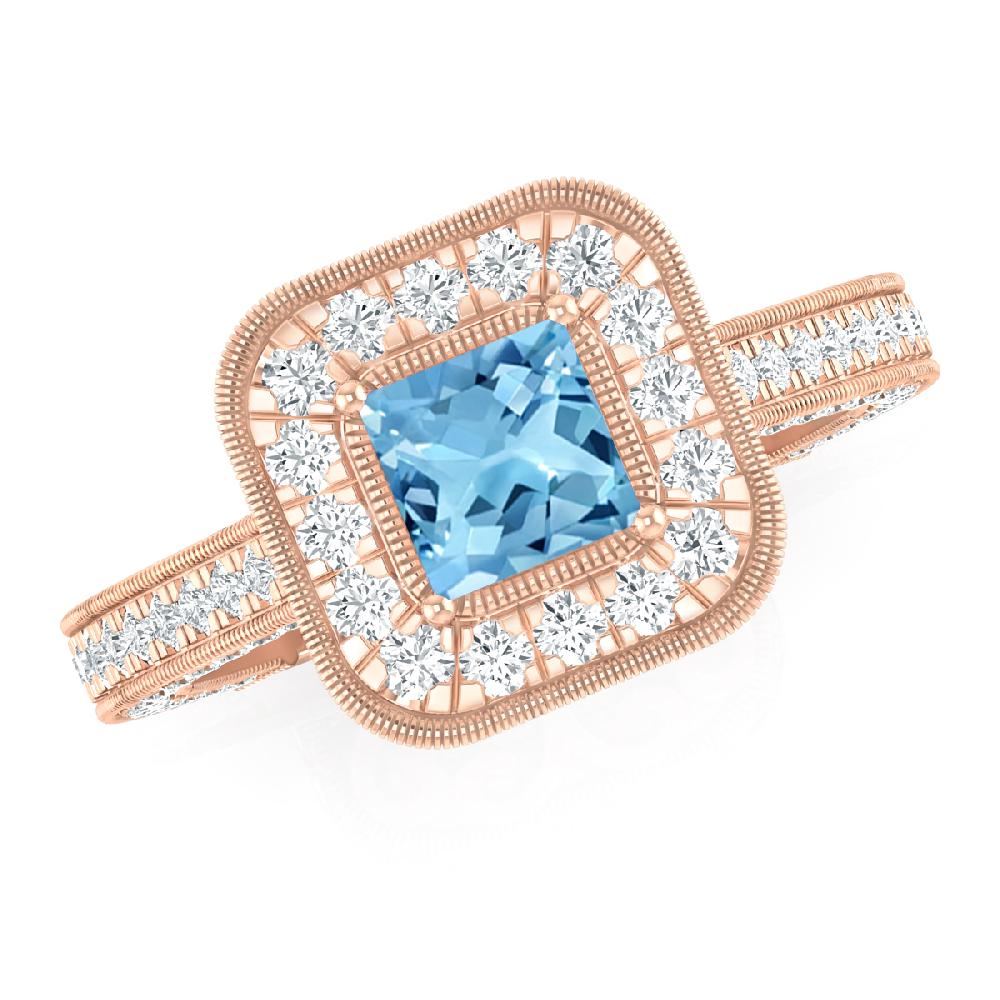 Rose Gold - Blue Topaz