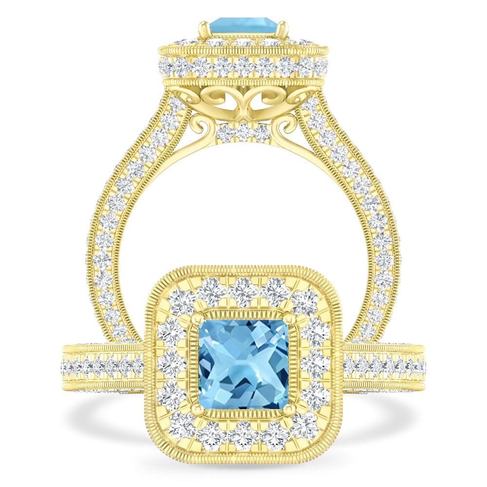 Yellow Gold - Blue Topaz