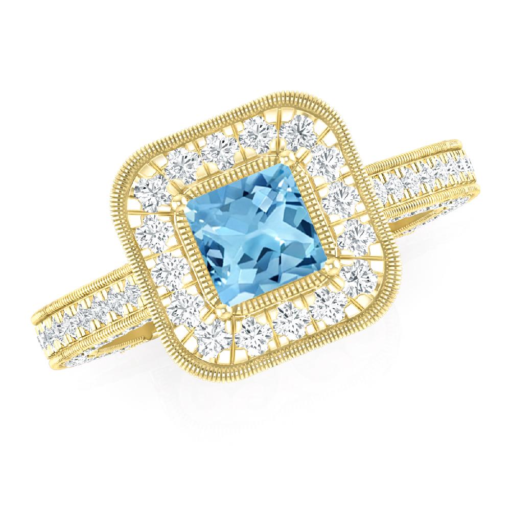 Yellow Gold - Blue Topaz